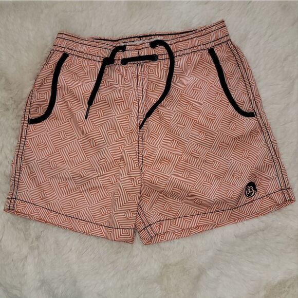 Jr. Swim Lined Shorts Trunks with Abstract Print & Navy Accents Size 5/6 - Picture 1 of 10